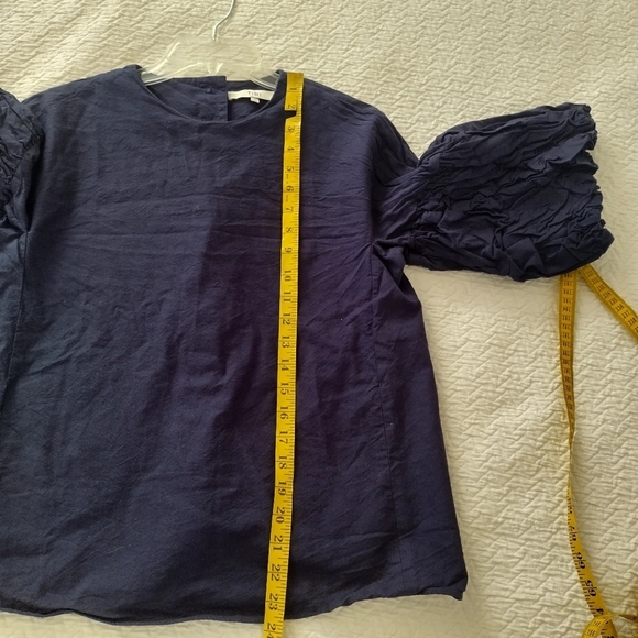 Tibi blue puff sleeves Back Buttons blouse Sz S - Picture 9 of 9